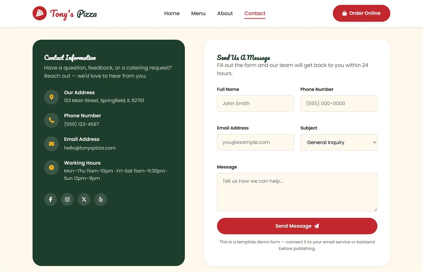 Pizzeria Website Template screenshot 4