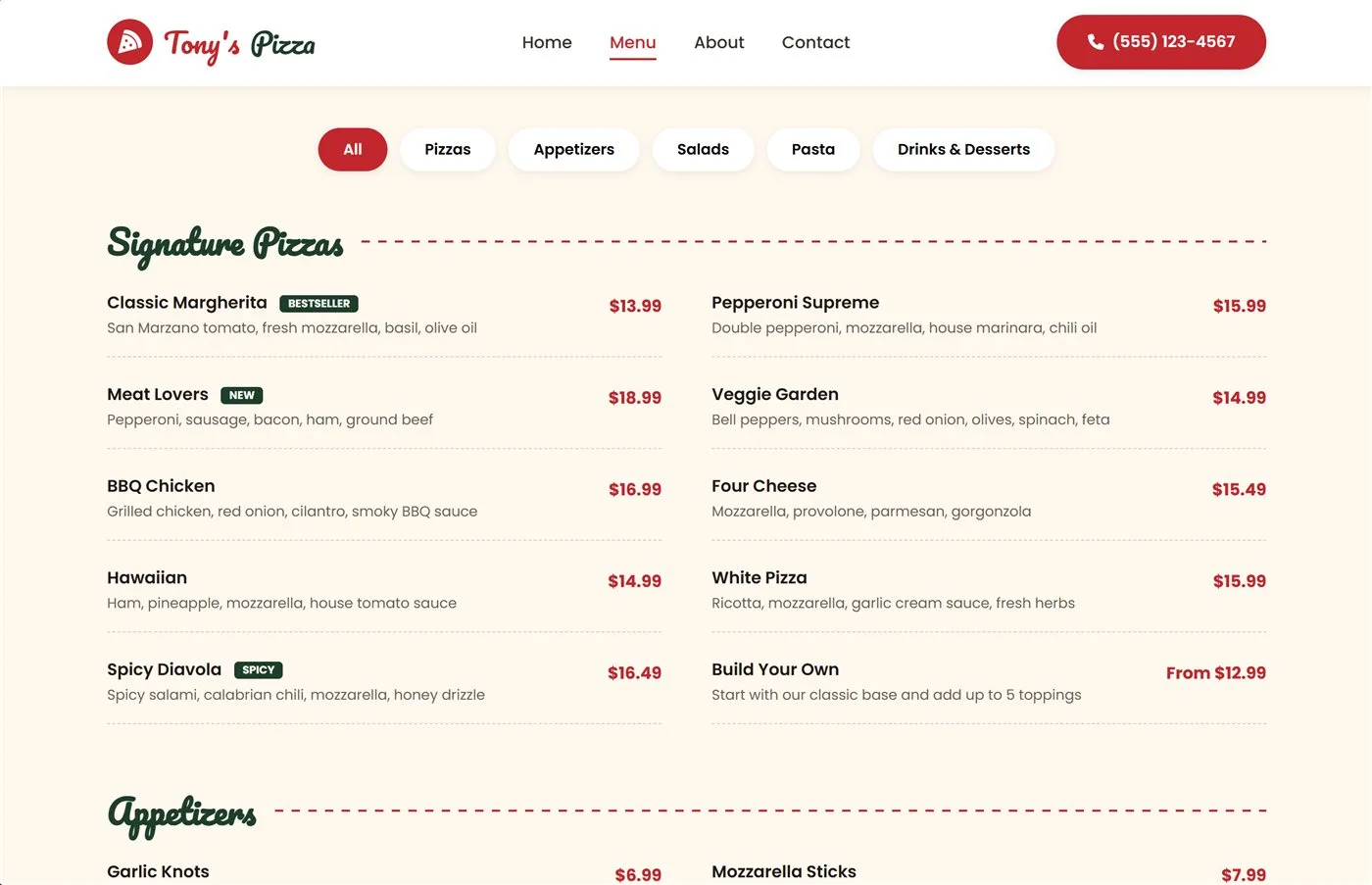 Pizzeria Website Template screenshot 2